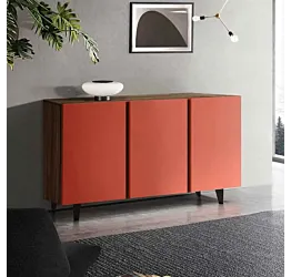 credenza rossa con piedi