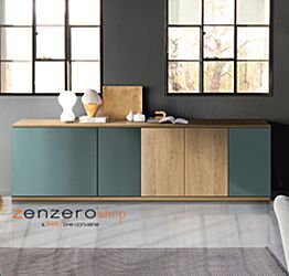 Madia moderna, Credenza di design, 5 ante, Rovere nodato e Bristol