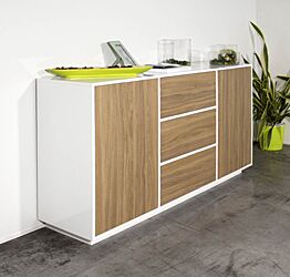 Madia moderna in noce caracalla e bianco laccato lucido