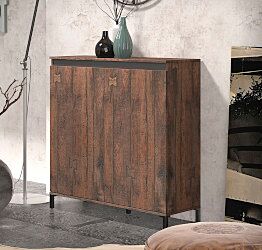 Credenza stile industry a 2 ante finitura Legno vecchio 