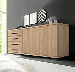 Madia sospesa 2 ante 4 cassetti, finitura Royal Oak