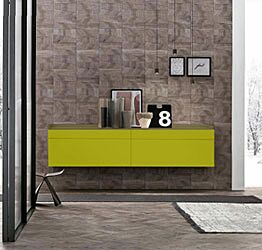 Madia sospesa 2 cestoni e 2 cassetti, finitura Verde muschio e Oliva