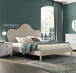 Letto matrimoniale Vittoria con testata retrofinita in finitura Canapa