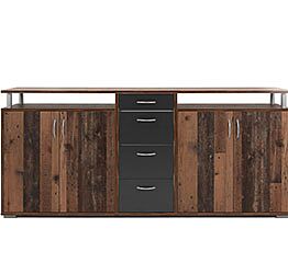 Madia Industry in finitura castagno con 4 ante e 4 cassetti