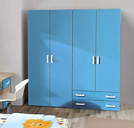Armadio moderno Turchese e Olmo con 4 ante battenti 2 cassetti