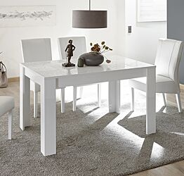 Tavolo bianco laccato lucido serigrafato, 6 posti a sedere