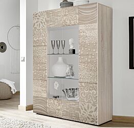 Vetrina a 2 ante in rovere serigrafato