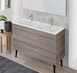 Mobile bagno con doppio lavabo e piedini, Jog 40