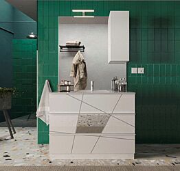 Mobile da bagno 3 cassetti, finitura Bianco lucido Made in Italy