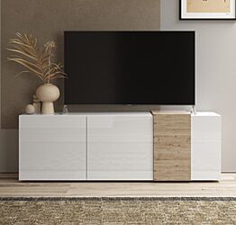 Mobile porta TV, 3 ante Bianco Lucido e Kadiz