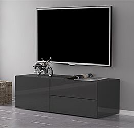 Mobile porta tv Antracite laccato lucido, un'anta e due cassetti