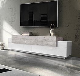 Mobile porta tv Bianco lucido e Cemento, L.200