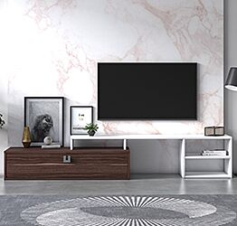 Mobile porta tv Ankara bianco e noce con un cassetto