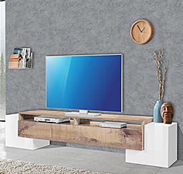 Porta tv Pero e Bianco lucido, 2 ante e una ribalta