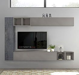 Mobili pareti attrezzate soggiorno sospeso moderna Ardesia e Piombo