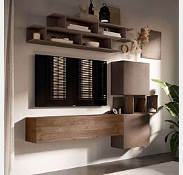 Soggiorno moderno 193x190x30 h cm, finitura Bronzo e Mercure, collezione Logica