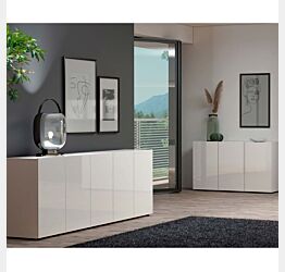 sala moderna composta da 2 madie bianco lucido 