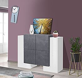 Offerta madia Ardesia e Bianco lucido, 6 ante