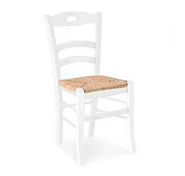 Sedia in legno bianca con seduta in paglia
