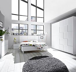 Camera da letto completa moderna in finitura bianco opaco armadio 220x210