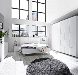 Camera da letto completa moderna in finitura bianco opaco, armadio 275x210