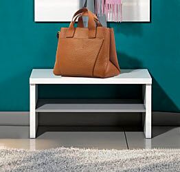 Panca da ingresso bianca lucida con ripiano Zenzero Shop