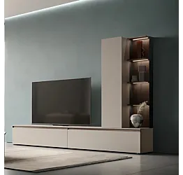 Parete attrezzata Tomasella SKT8, Arena opaco e Rovere moka