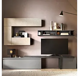 soggiorno moderno con mensole