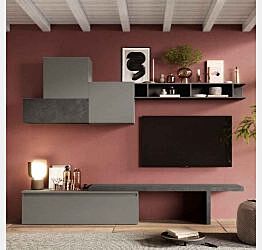 Economica Parete attrezzata di design, colore Ardesia e Piombo