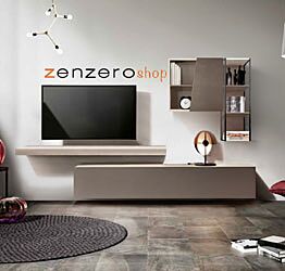 Parete attrezzata moderna finitura Bronzo e Rovere Sbiancato