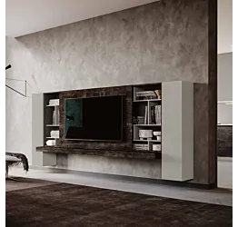 parete con pannello porta tv scorrevole