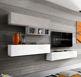 Pareti attrezzate moderne di design Bianco Lucido, Gesso