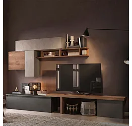 Acquista ora Parete Attrezzata 280x40x202 h cm, Mercure, Argilla e Lava, collezione Logica