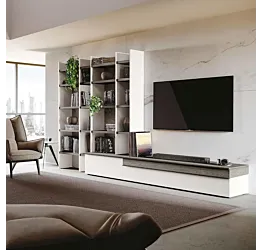 parete con libreria bianca opaco