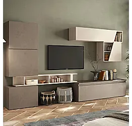 Aggiungi al carrello Parete sala moderna L.285m, Cashmere e Bronzo, collezione Logica