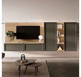 parete grigio carbone e noce