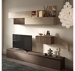 Acquista ora Parete attrezzata 276x40x186 h cm, Bronzo, Cadiz, Argilla e Mercure cannettato, collezione Logica