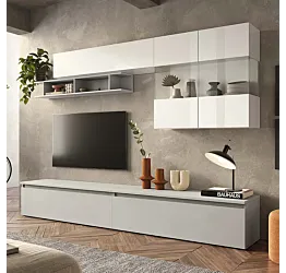 parete con vetrina bianco lucido