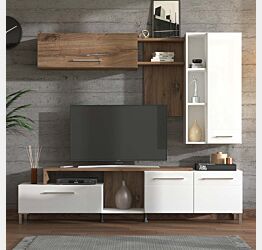 parete attrezzata noce e bianca