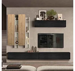 Parete sospesa Cashmere, Cadiz e Nero frassinato, design moderno Zenzero Shop