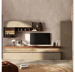 Parete attrezzata moderna, Mercure e Argilla, L.330