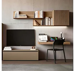 parete moderna con scrivania noce