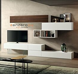 Parete attrezzata Alef  in finitura Frassinato bianco e Quercia brown