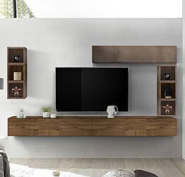 Pareti moderne Soggiorno Zenzero parete attrezzata sospesa 6 vani a giorno