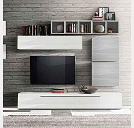 Pareti sala soggiorno Zenzero moderno e di design Bianco Lucido, Gesso e Artico