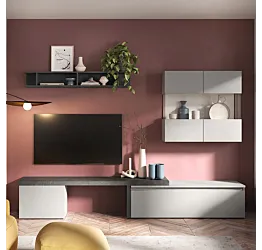 parete attrezzata con vetrina sospesa