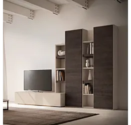 Parete attrezzata Tomasella SKT30, Lino e Rovere moka