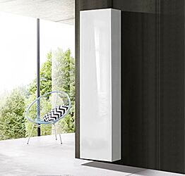 Colonna sospeso con anta battente, finitura bianca lucida