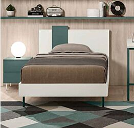 Letto singolo POP 02, finitura Verde Salvia e Bianco