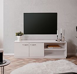 Mobile tv a 2 ante con ripiano in finitura Bianco lucido